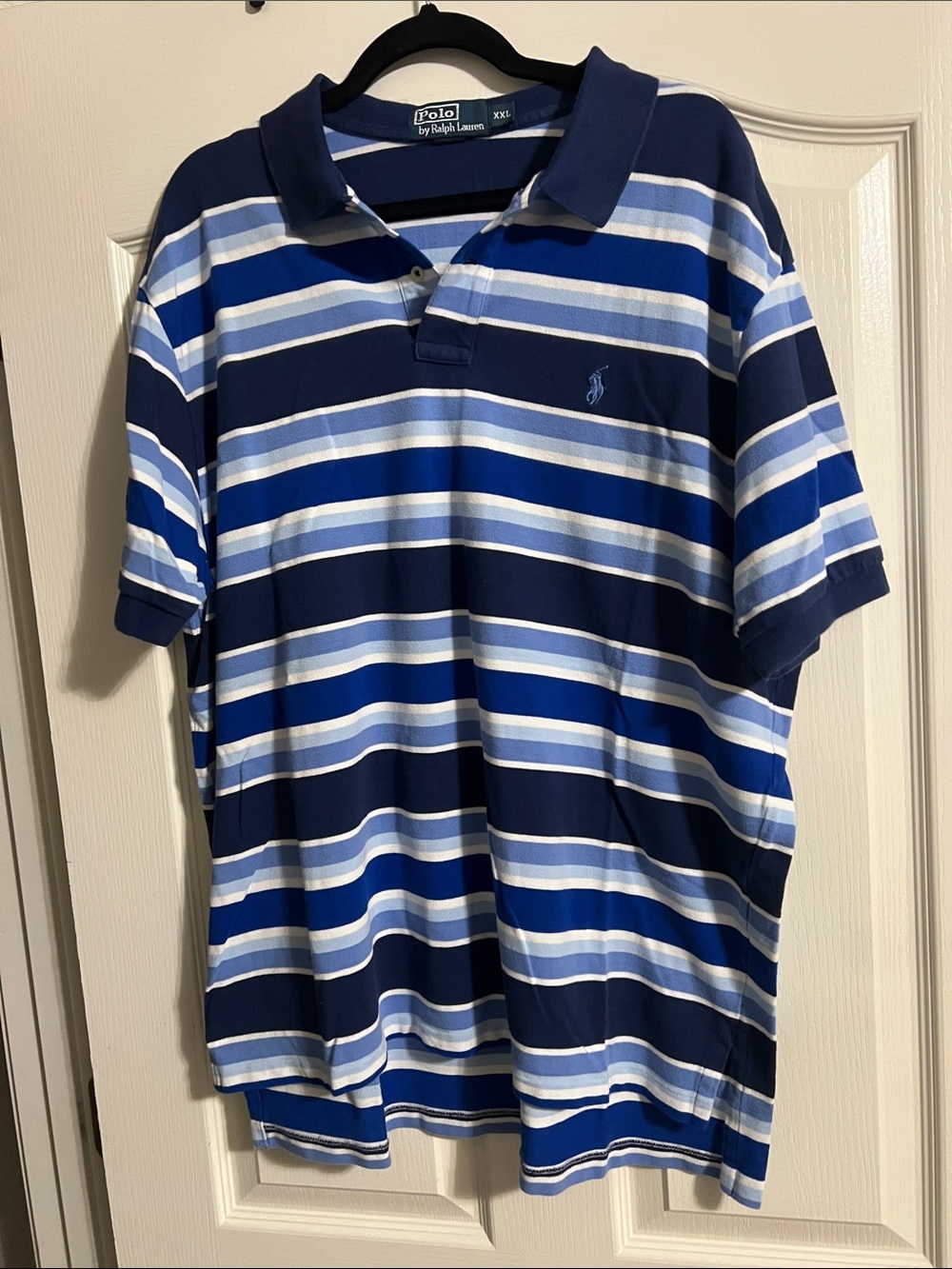 Polo by Ralph Lauren Navy and Light Blue Striped Polo Shirt